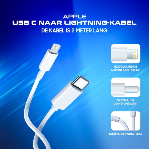SubCombines™ | USB-C naar Lightning (2 meter kabel) - Snellader 65W
